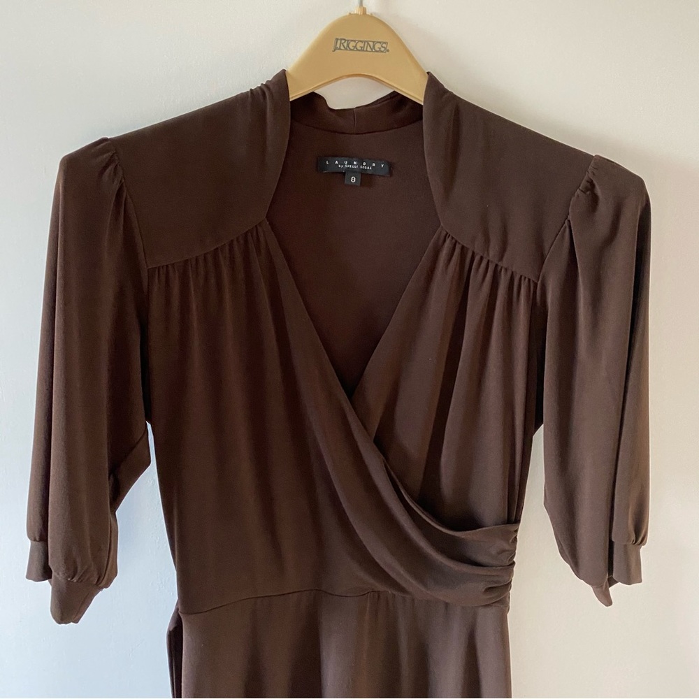 Laundry by Shelli Segal 3/4 Sleeve Knee-length Brown Dress Size 8